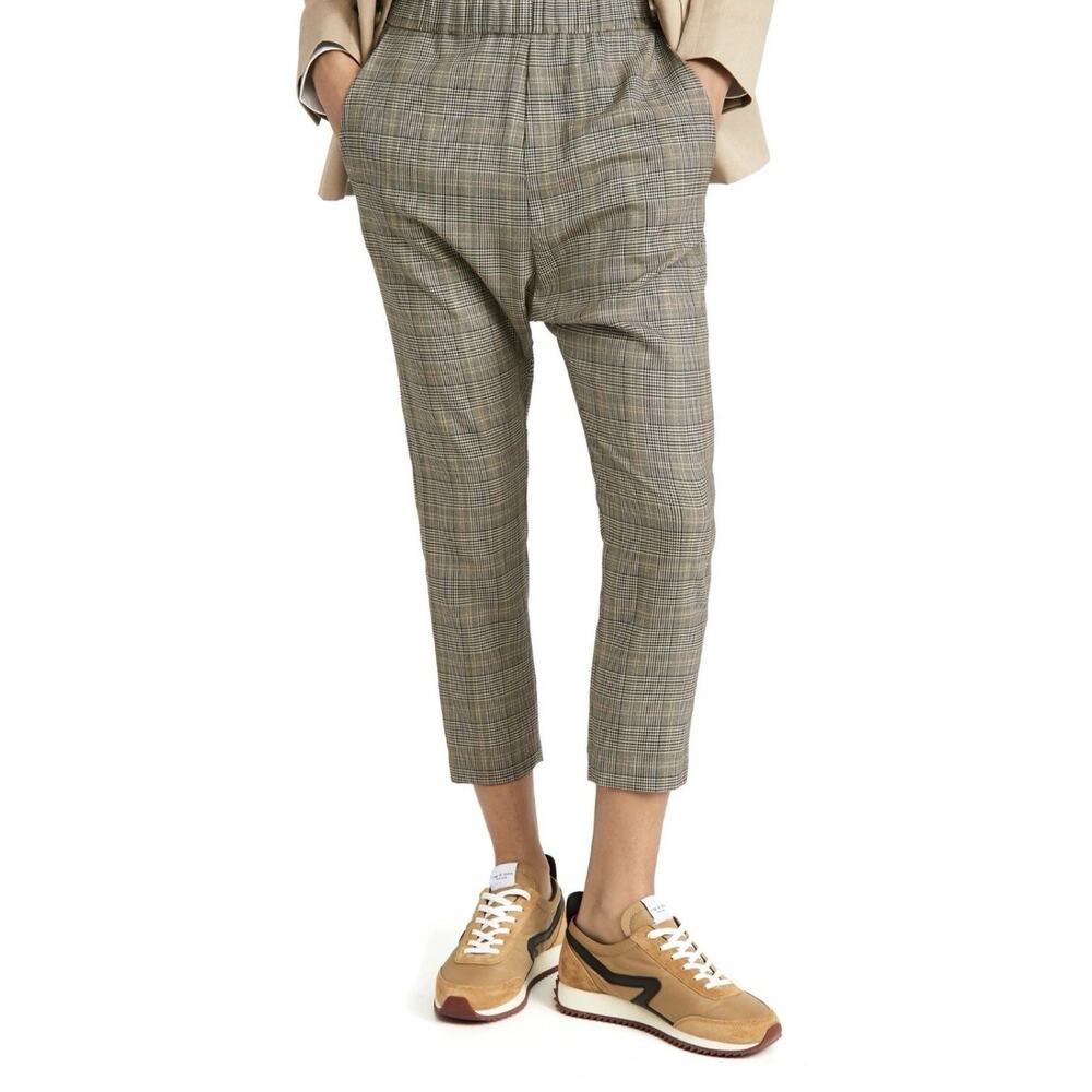 Nili Lotan Delancy Wool Plaid Pant Size 4 Pull On Drop waist Academia USA R15